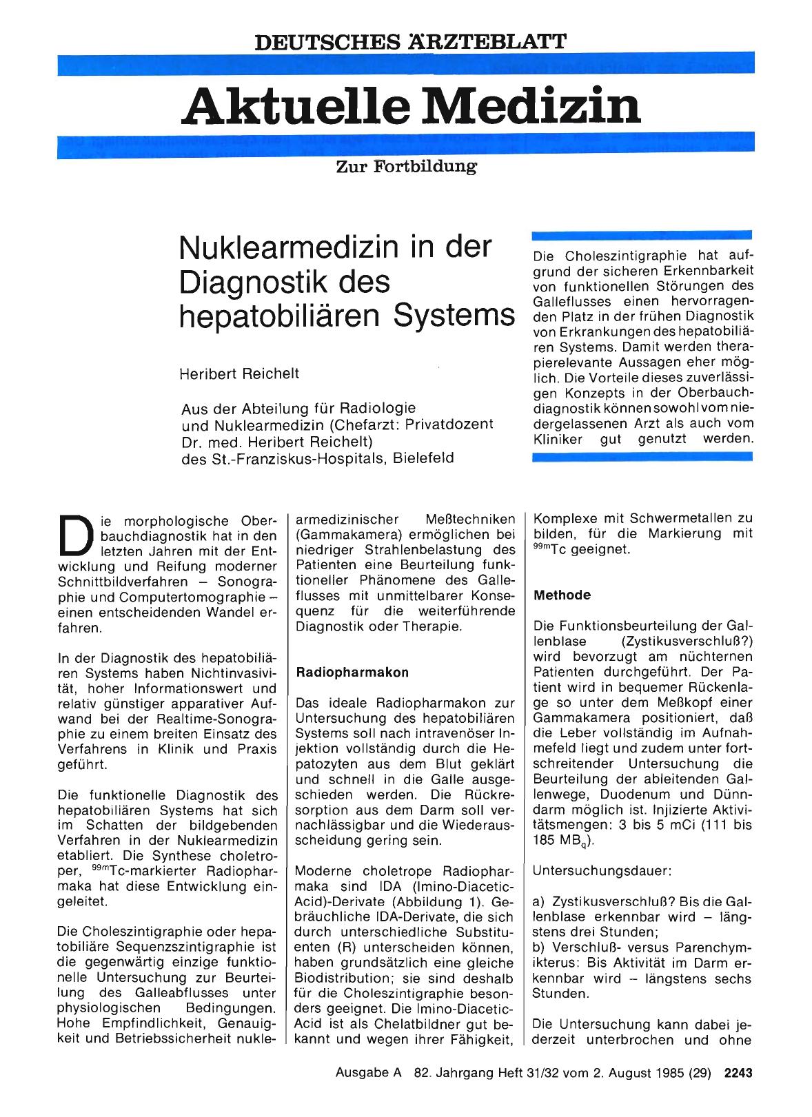 Vorschauseite 1: Nuklearmedizin in der Diagnostik des hepatobiliären Systems