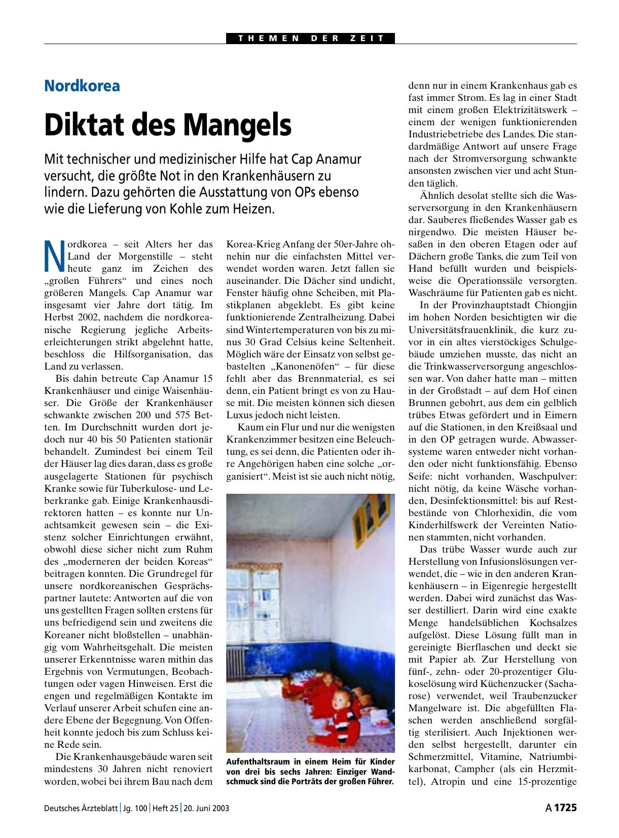 Vorschauseite 1: Nordkorea: Diktat des Mangels