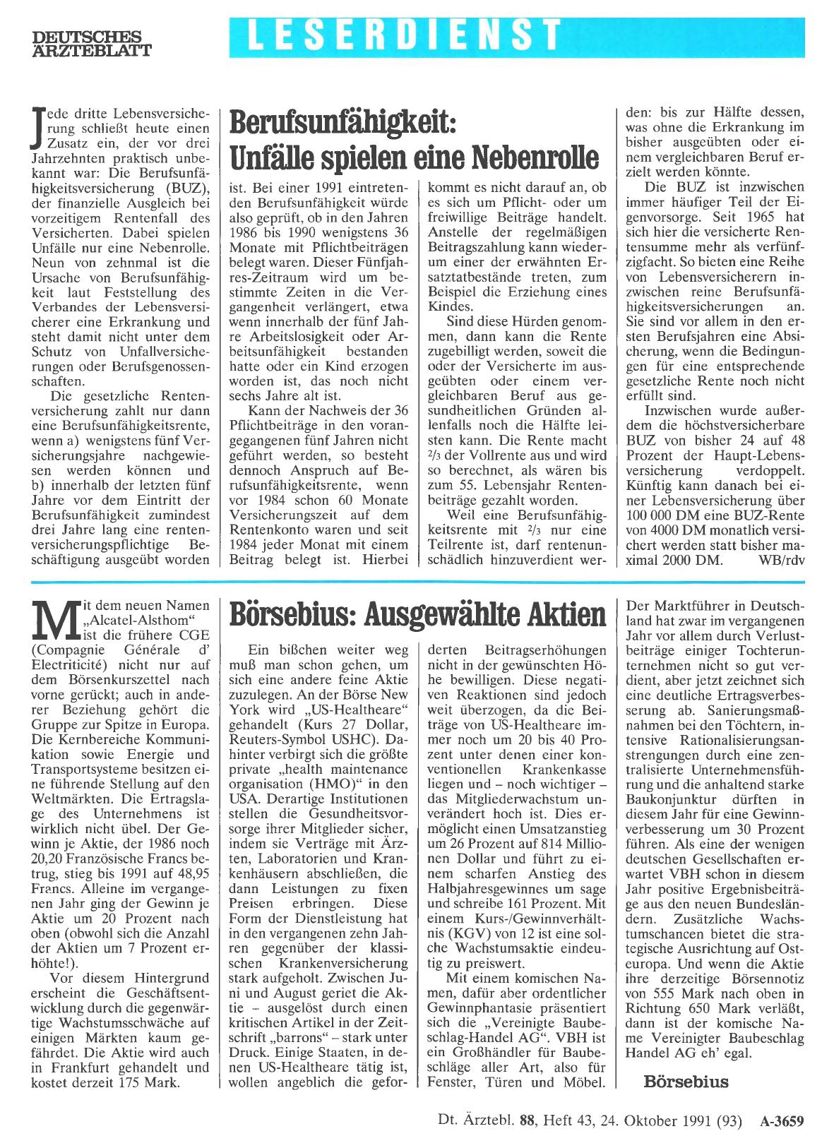 Vorschauseite 1: Börsebius: Ausgewählte Aktien