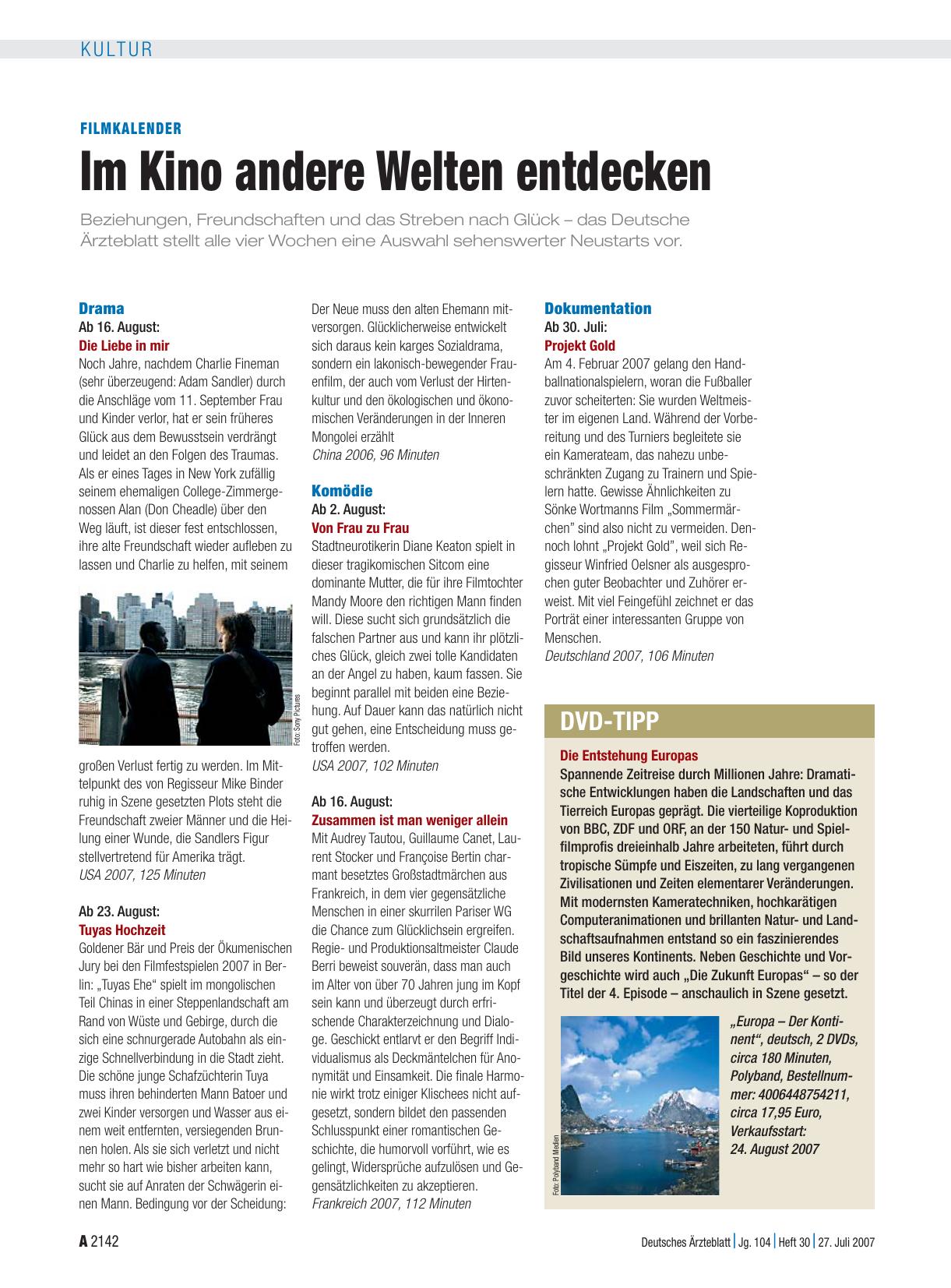 Vorschauseite 1: Filmkalender: Im Kino andere Welten entdecken