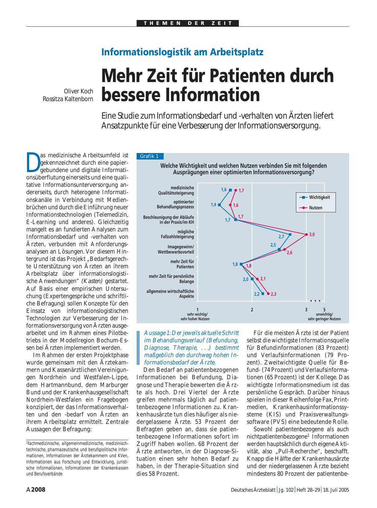 Vorschauseite 1: Informationslogistik am Arbeitsplatz: Mehr Zeit für Patienten durch bessere Information
