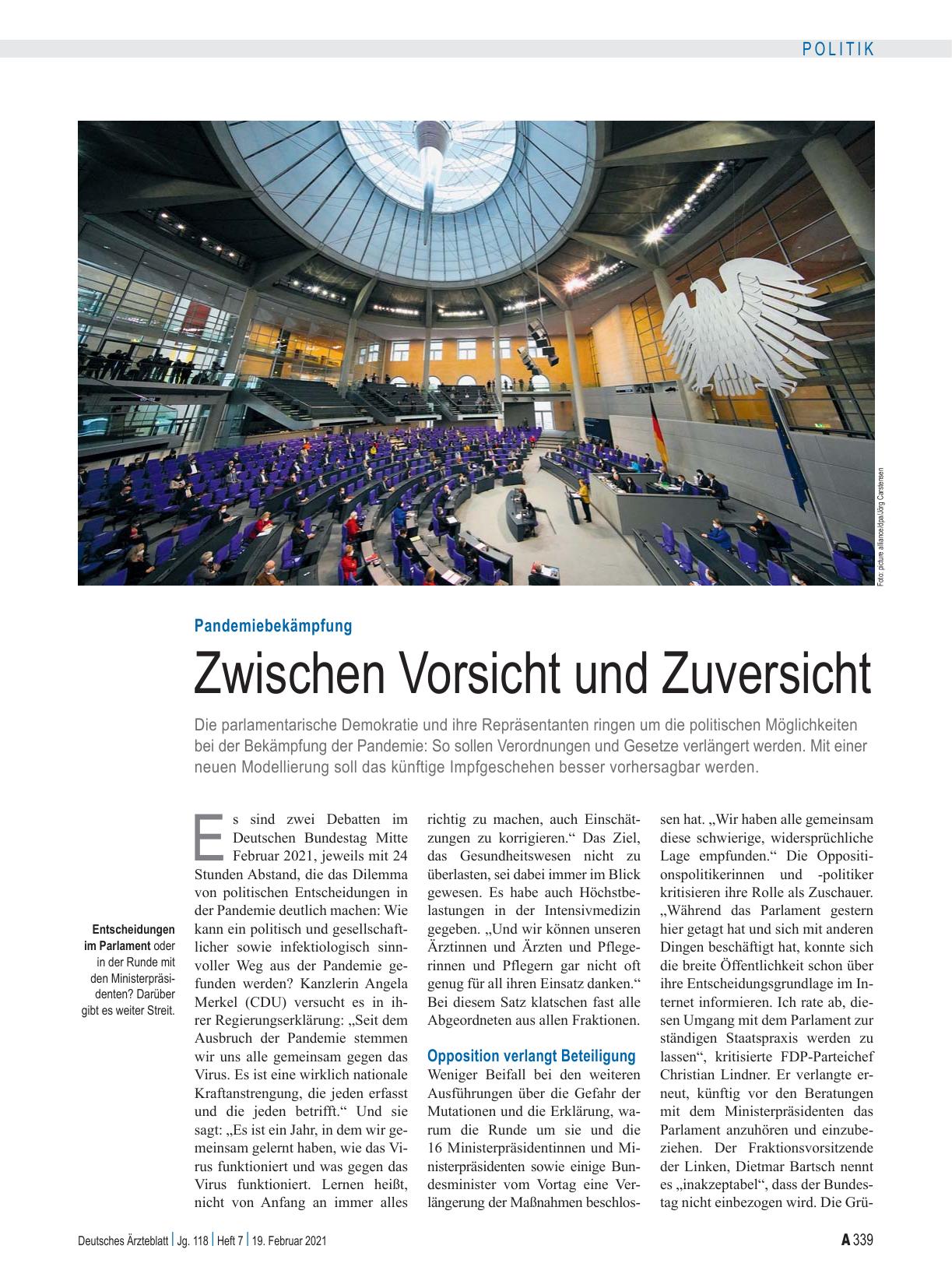 Vorschauseite 1: Pandemiebekämpfung: Zwischen Vorsicht und Zuversicht