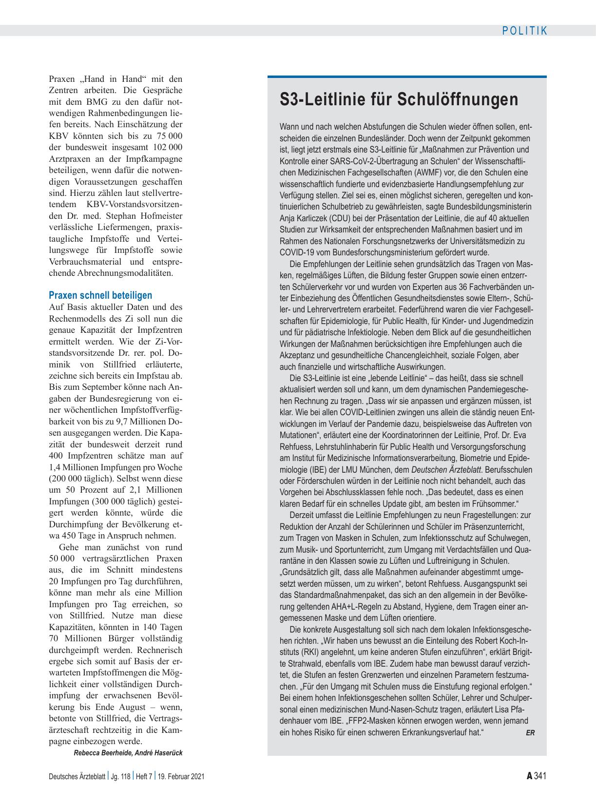 Vorschauseite 3: Pandemiebekämpfung: Zwischen Vorsicht und Zuversicht
