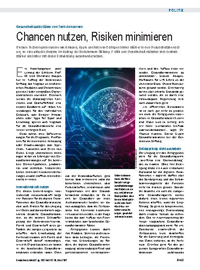 Vorschauseite 1: Gesundheitsaktivitäten von Tech-Konzernen: Chancen nutzen, Risiken minimieren