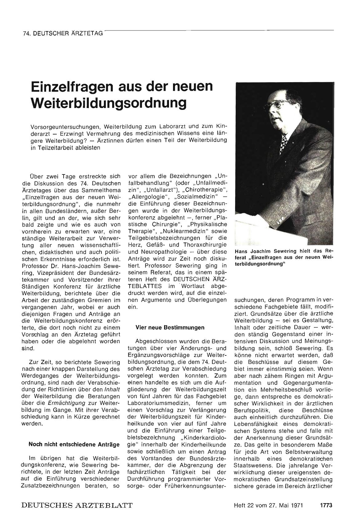 Vorschauseite 1: Einzelfragen aus der neuen Weiterbildungsordnung