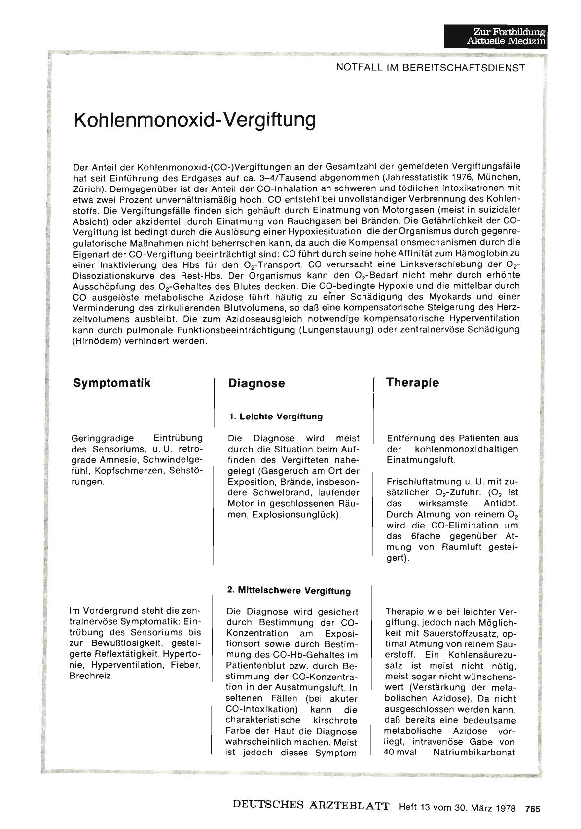 Vorschauseite 1: Kohlenmonoxid-Vergiftung