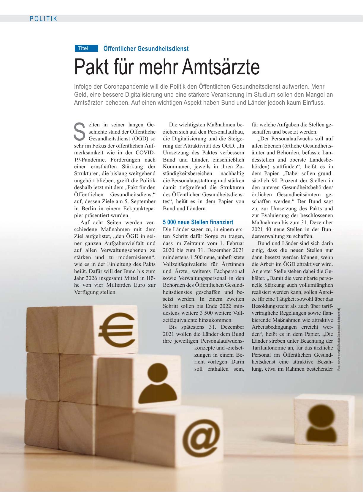 Vorschauseite 1: Öffentlicher Gesundheitsdienst: Pakt für mehr Amtsärzte