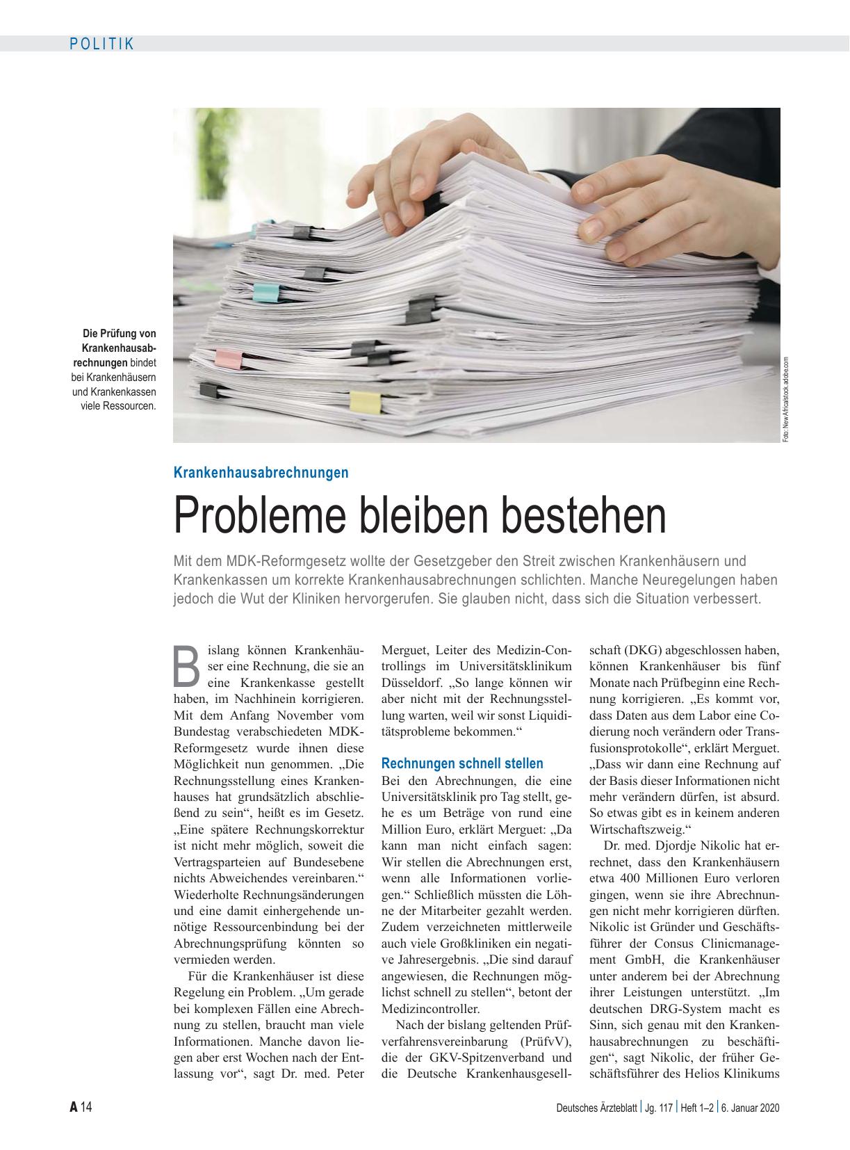 Vorschauseite 1: Krankenhausabrechnungen: Probleme bleiben bestehen