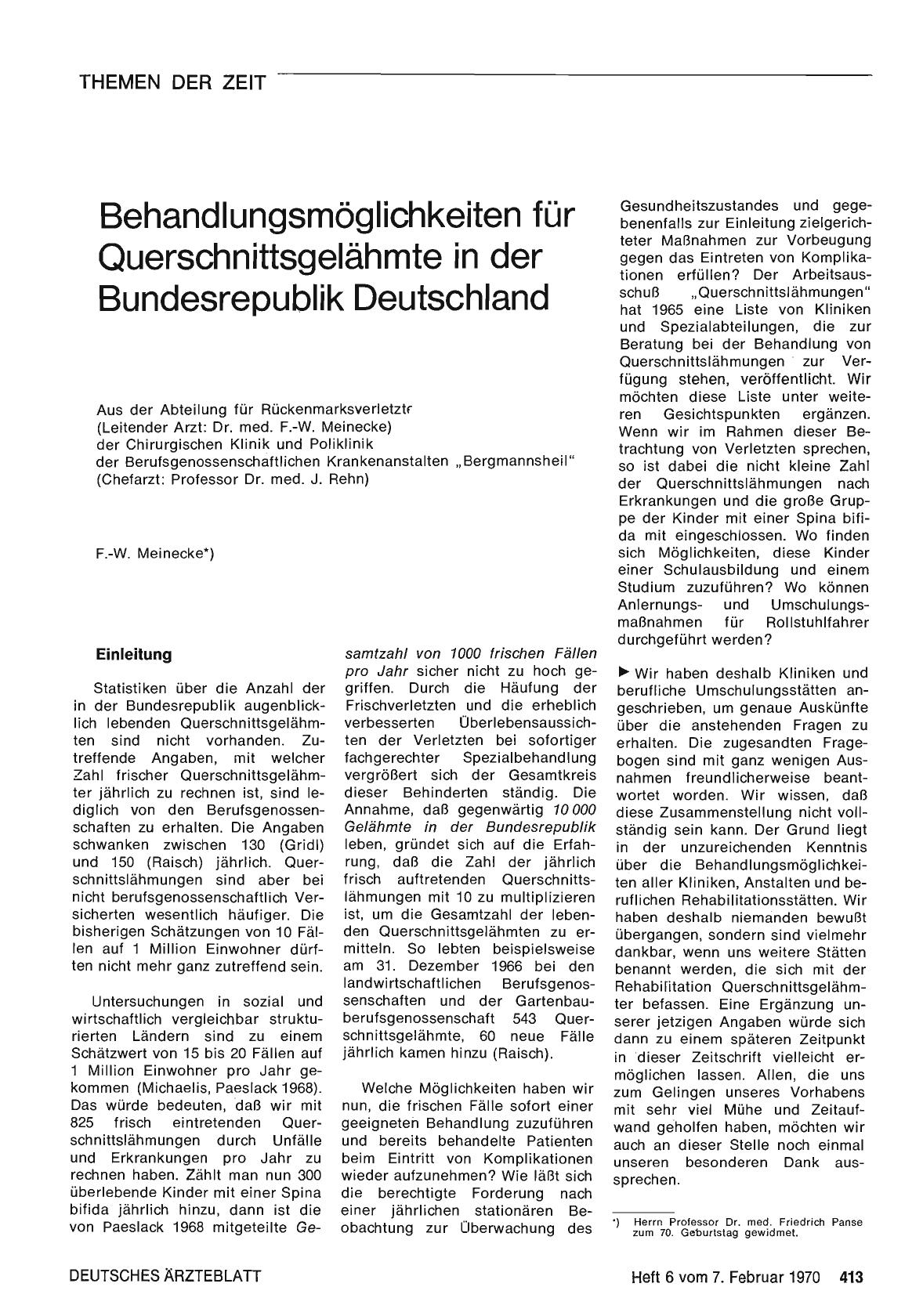 Vorschauseite 1: Behandlungsmöglichkeiten für Querschnittsgelähmte in der Bundesrepublik Deutschland