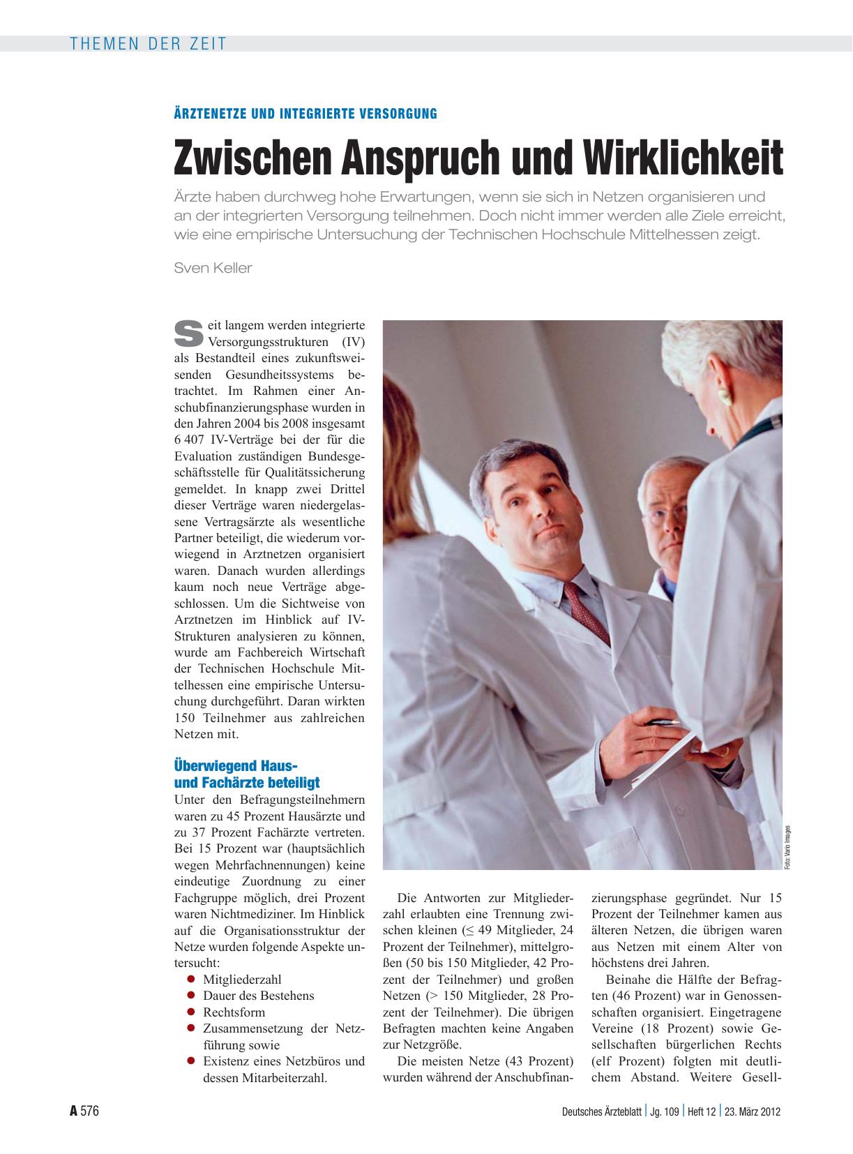 Vorschauseite 1: Ärztenetze und Integrierte Versorgung: Zwischen Anspruch und Wirklichkeit