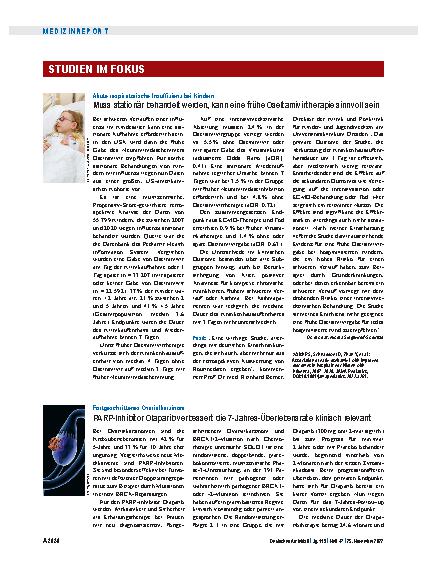 Vorschauseite 1: Fortgeschrittenes Ovarialkarzinom: PARP-Inhibitor Olaparib verbessert die 7-Jahres-Überlebensrate klinisch relevant