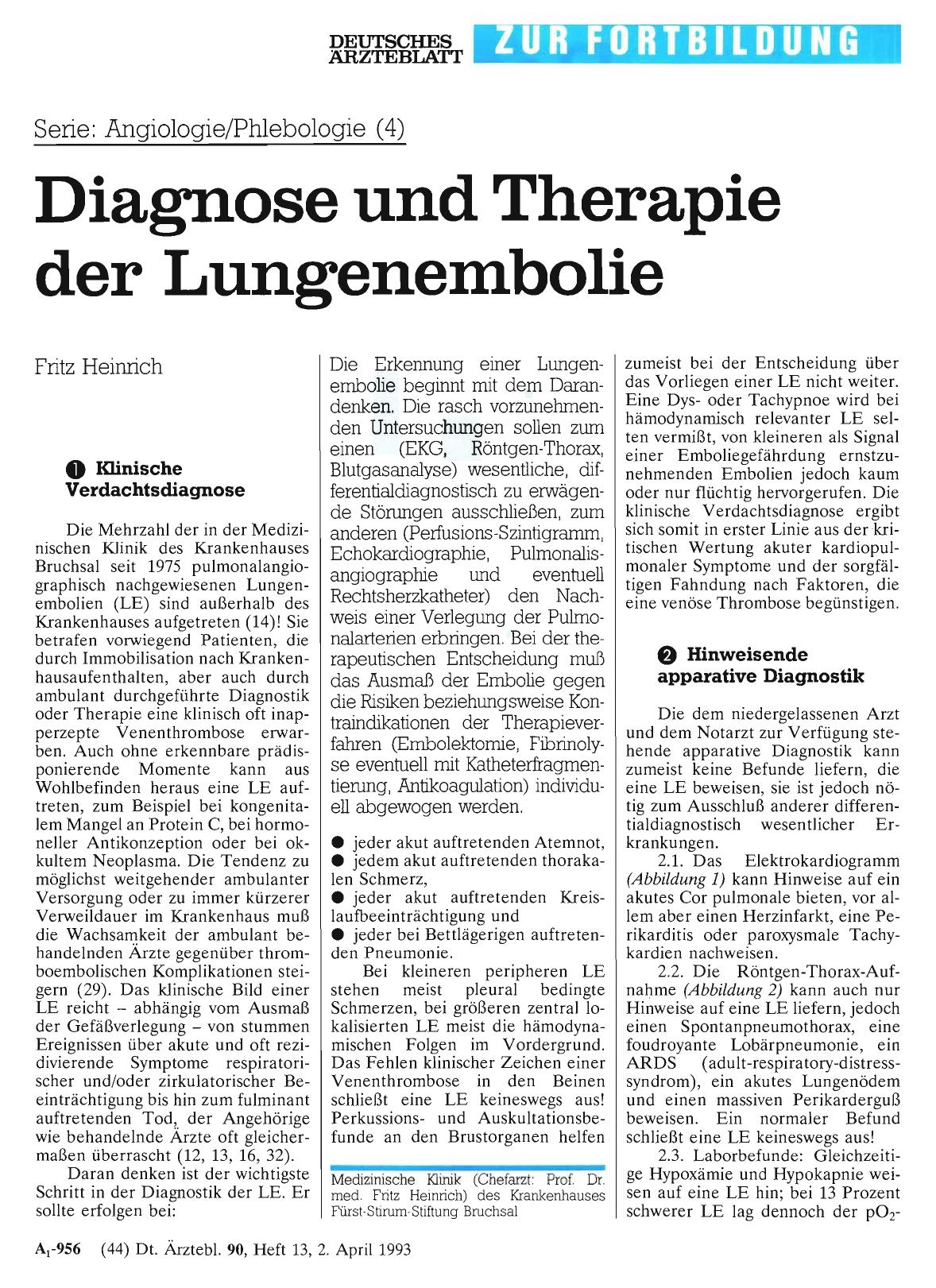 Vorschauseite 1: Serie: Angiologie/Phlebologie (4): Diagnose und Therapie der Lungenembolie