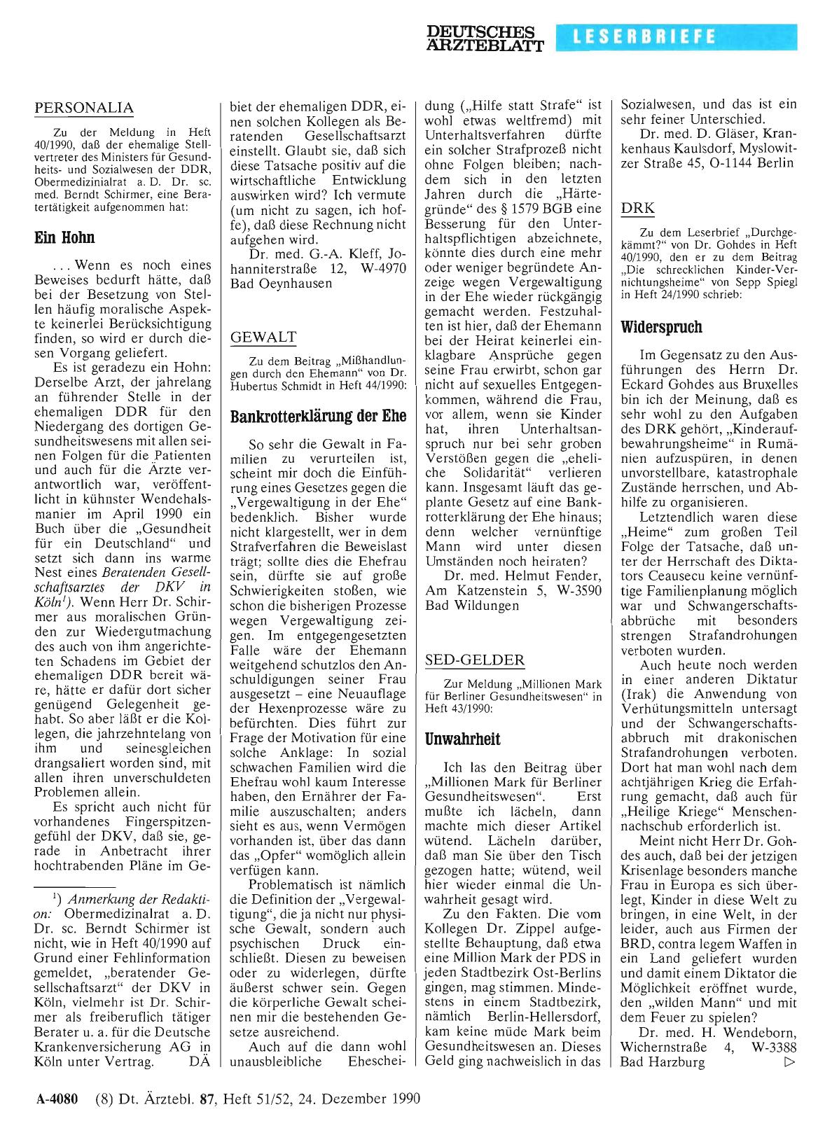 Vorschauseite 1: PERSONALIA: Ein Hohn