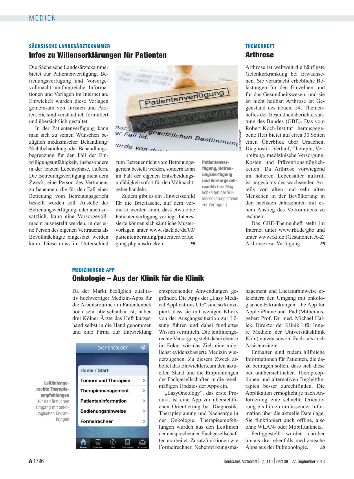 Vorschauseite 1: Medizinische App: Onkologie – Aus der Klinik für die Klinik