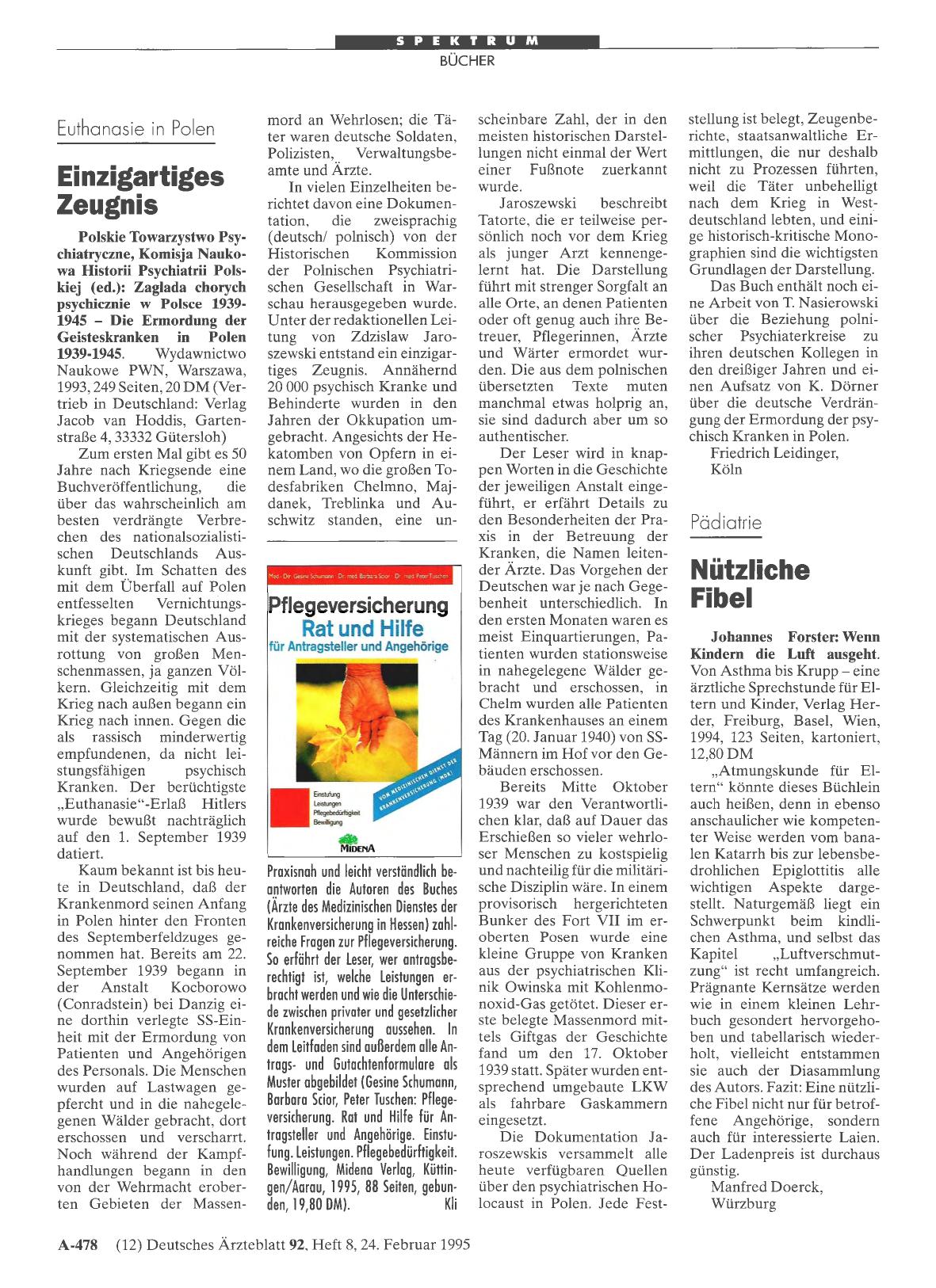 Vorschauseite 1: Euthanasie in Polen: Einzigartiges Zeugnis