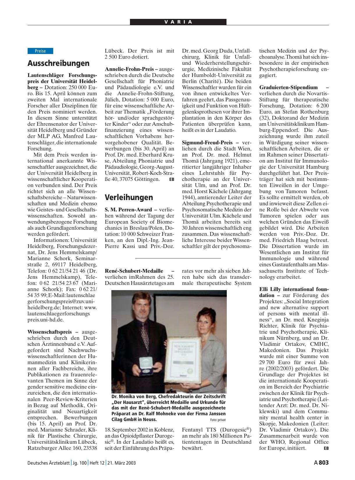 Vorschauseite 1: René-Schubert-Medaille
