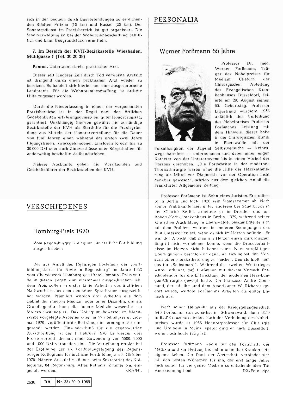Vorschauseite 1: Werner Forßmann 65 Jahre