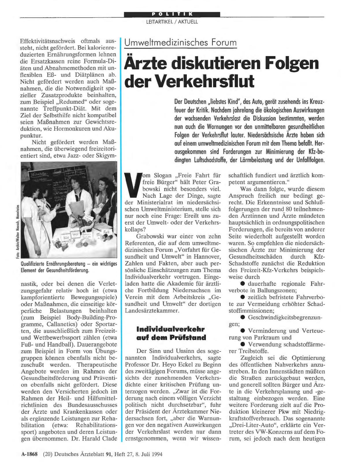 Vorschauseite 1: Umweltmedizinisches Forum: Ärzte diskutieren Folgen der Verkehrsflut