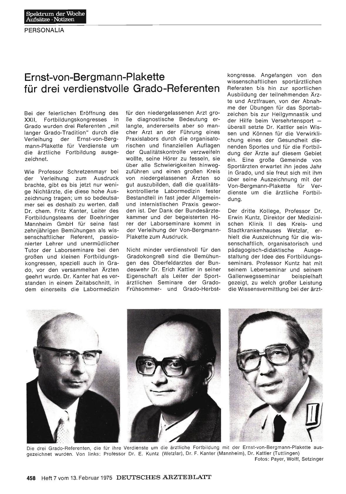 Vorschauseite 1: Ernst-von-Bergmann-Plakette für drei verdienstvolle Grado-Referenten
