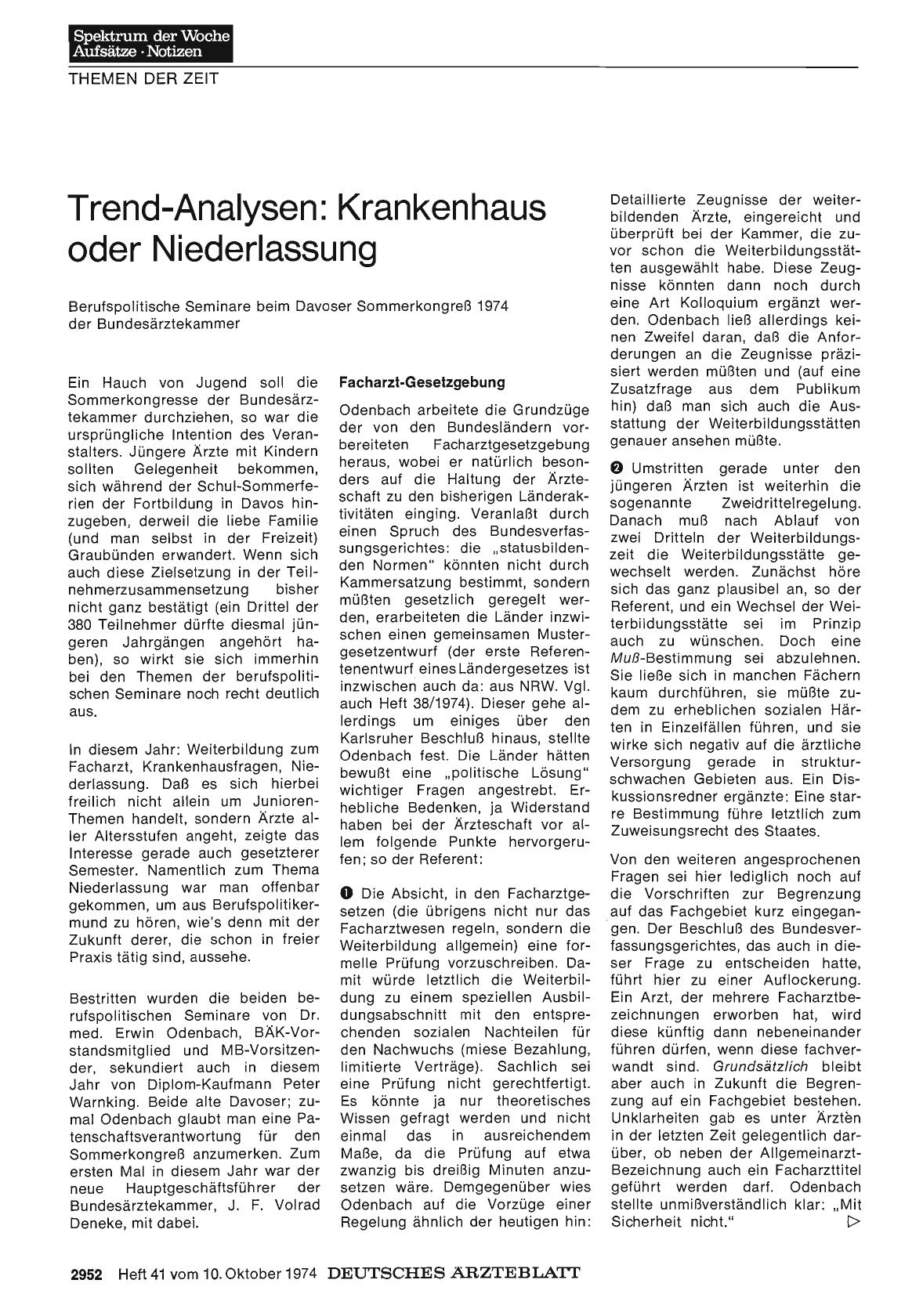 Vorschauseite 1: Trend-Analysen: Krankenhaus oder Niederlassung