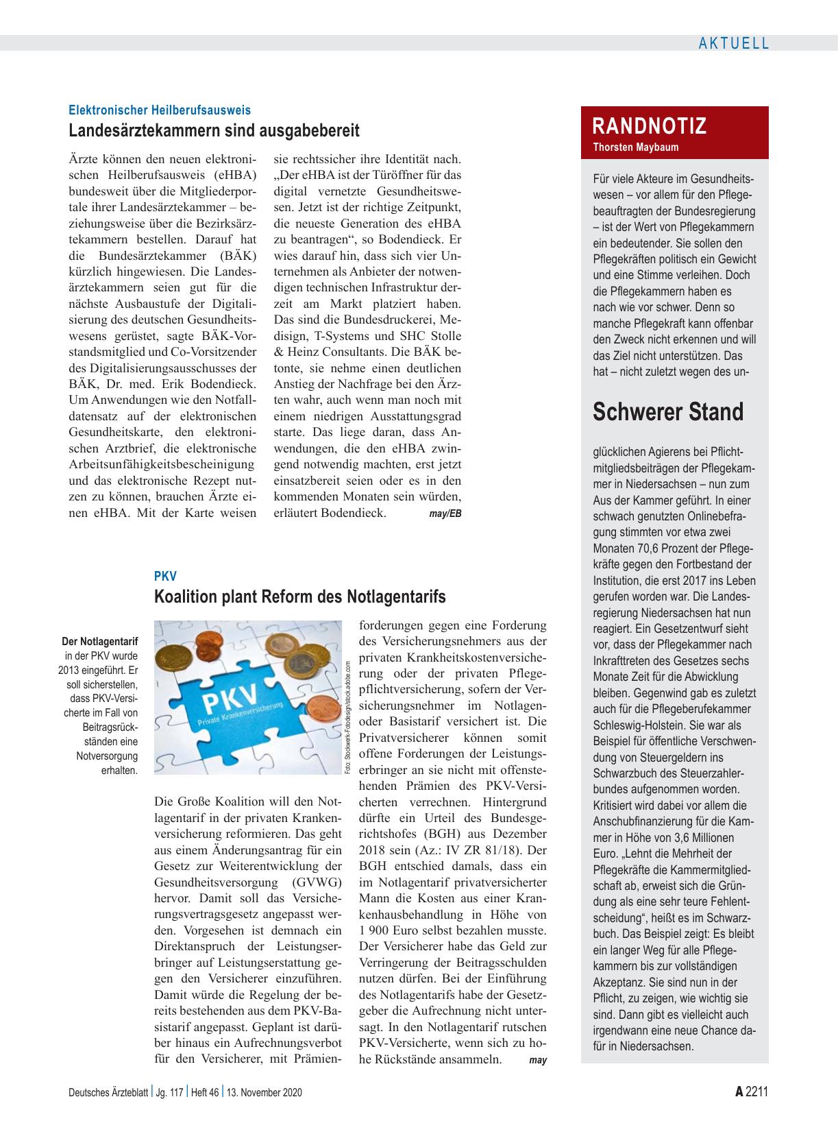 Vorschauseite 1: PKV: Koalition plant Reform des Notlagentarifs