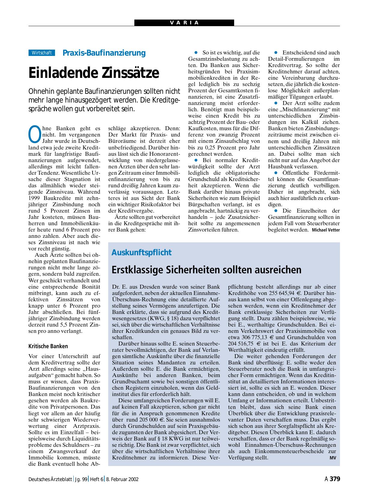 Vorschauseite 1: Praxis-Baufinanzierung: Einladende Zinssätze