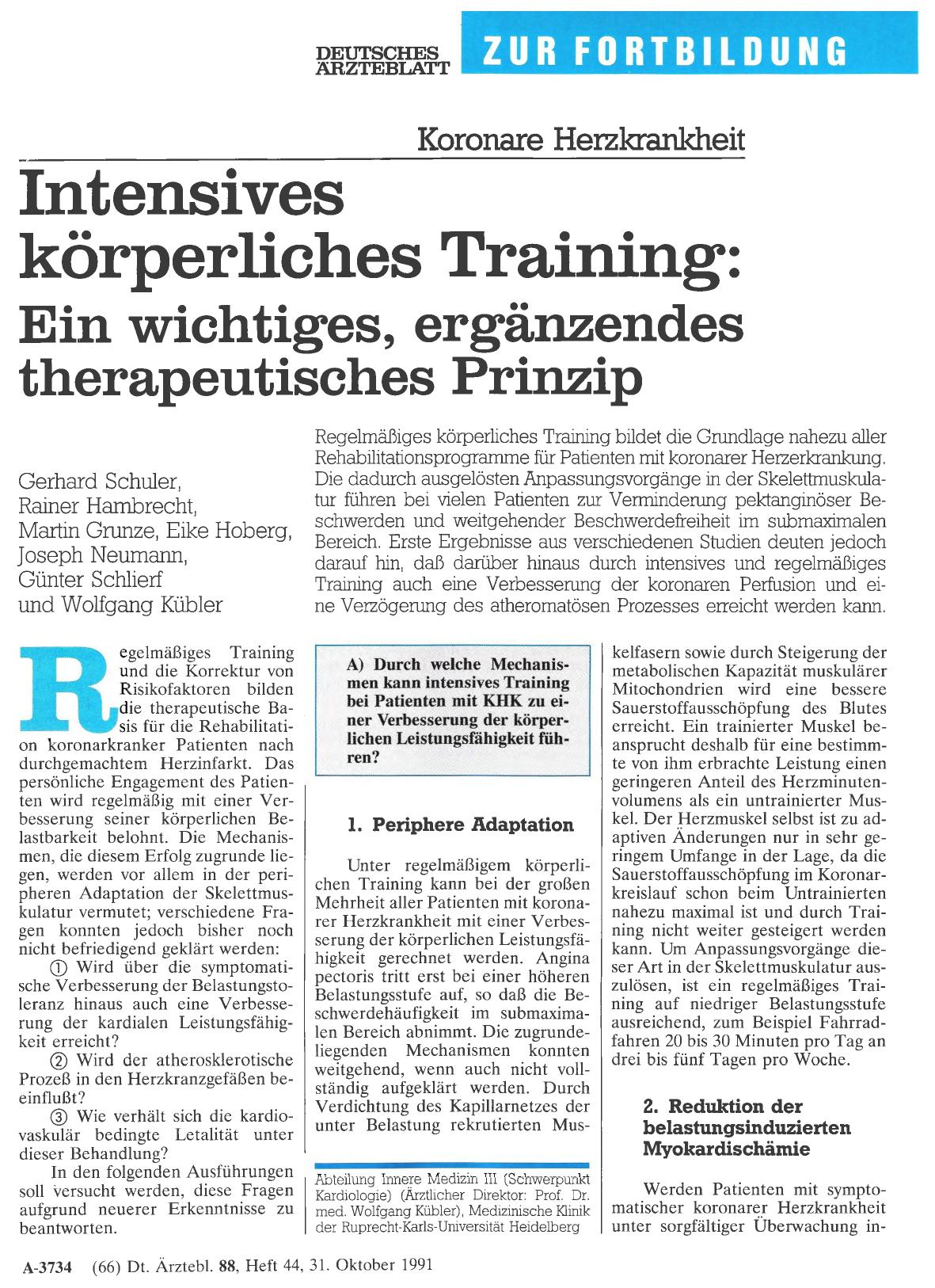 Vorschauseite 1: Koronare Herzkrankheit – Intensives körperliches Training: Ein wichtiges, ergänzendes therapeutisches Prinzip