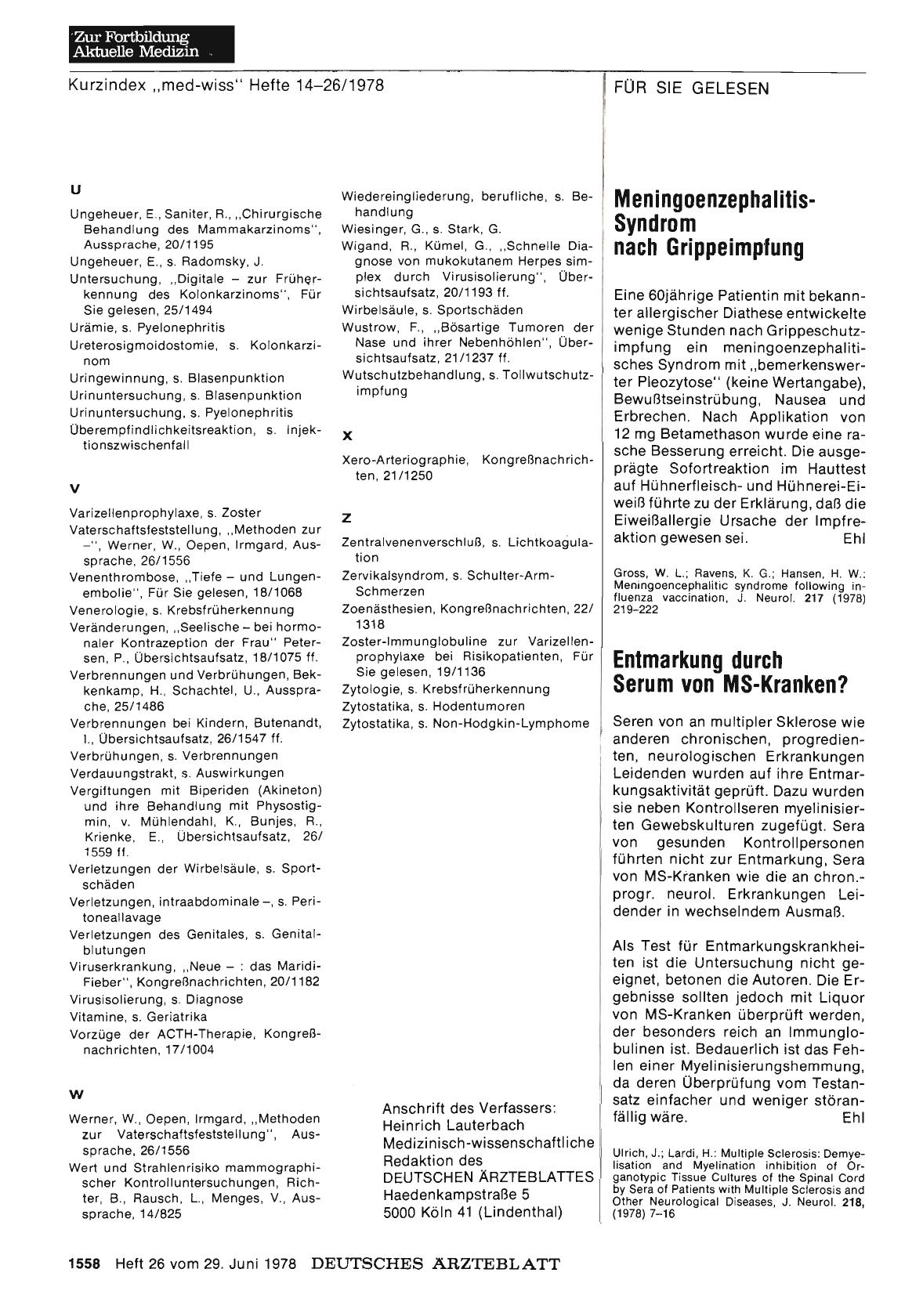Vorschauseite 1: Meningoenzephalitis-Syndrom nach Grippeimpfung