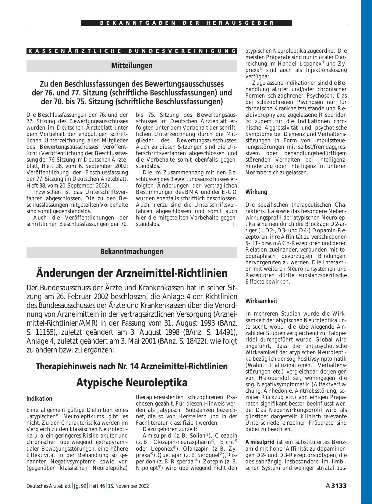 Vorschauseite 1: Mitteilungen: Zu den Beschlussfassungen des Bewertungsausschusses der 76. und 77. Sitzung (schriftliche Beschlussfassungen) und der 70. bis 75. Sitzung (schriftliche Beschlussfass…