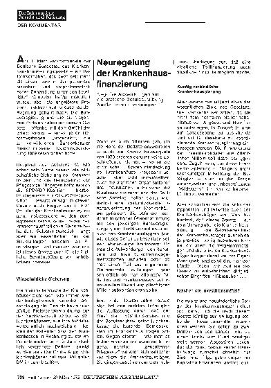 Vorschauseite 1: Neuregelung der Krankenhausfinanzierung: Negative Auswirkungen auf die ärztliche Berufsausübung wurden vorerst vermieden