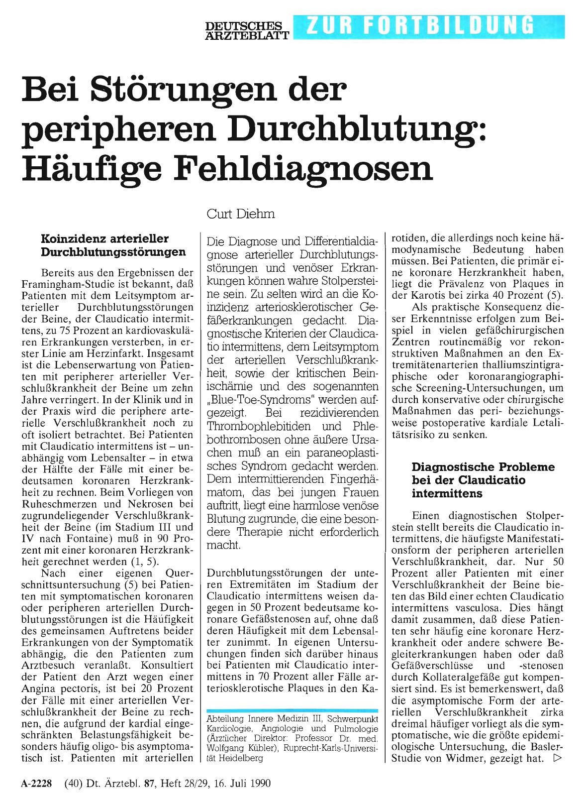 Vorschauseite 1: Bei Störungen der peripheren Durchblutung: Häufige Fehldiagnosen