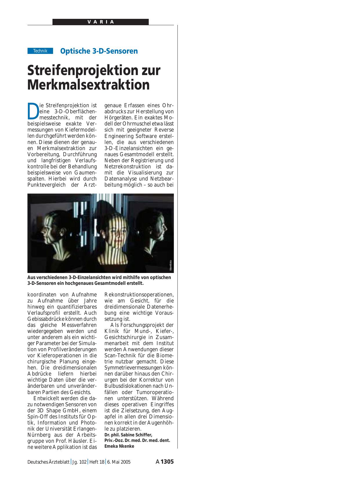 Vorschauseite 1: Optische 3-D-Sensoren: Streifenprojektion zur Merkmalsextraktion