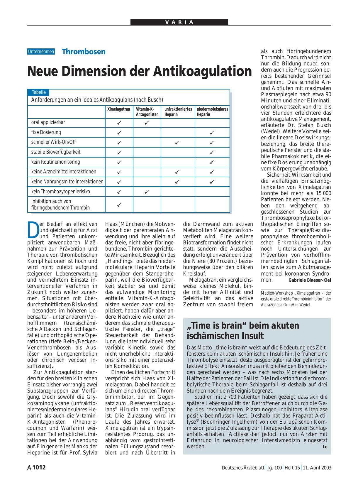 Vorschauseite 1: „Time is brain“ beim akuten ischämischen Insult