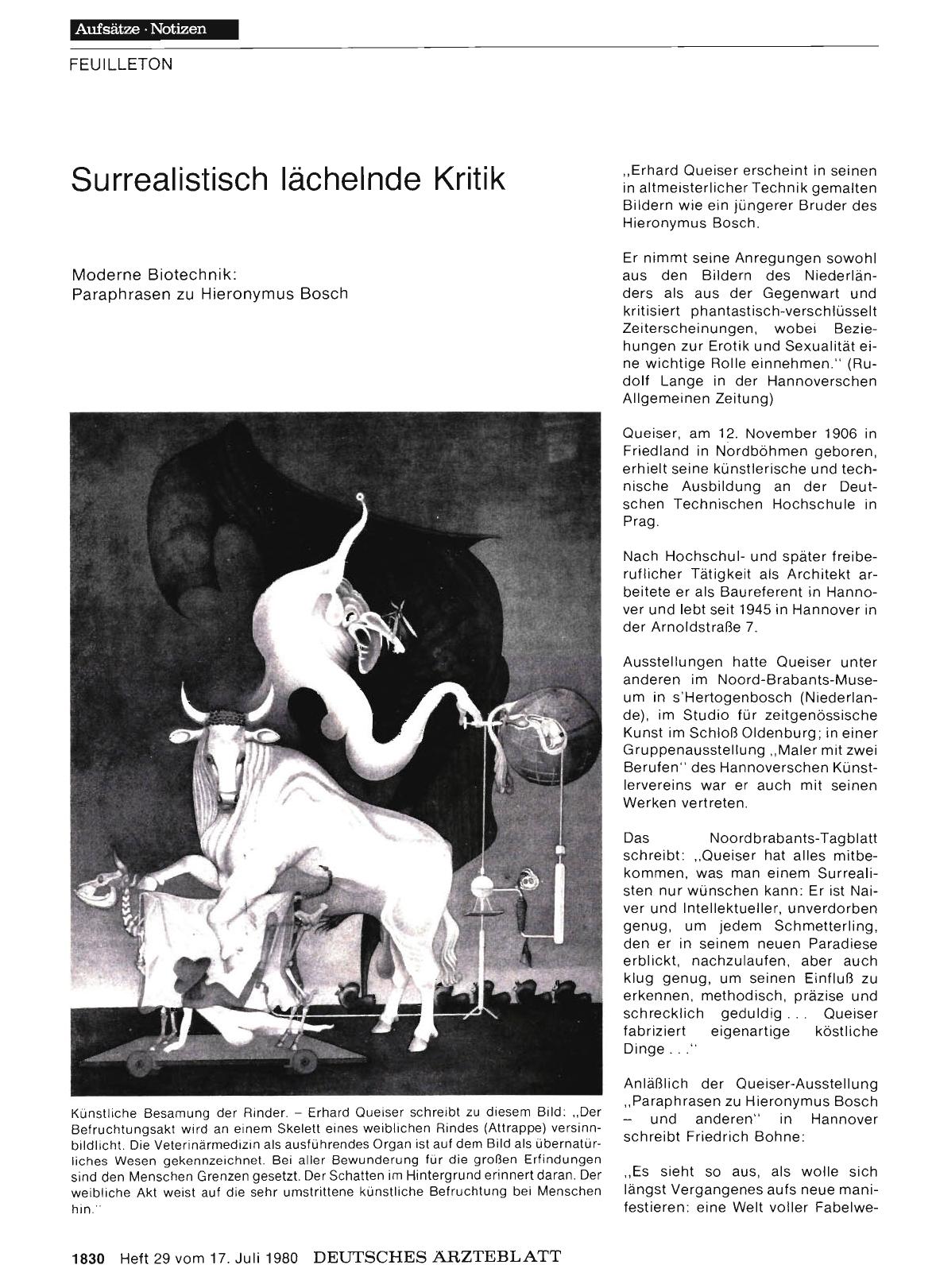 Vorschauseite 1: Surrealistisch lächelnde Kritik