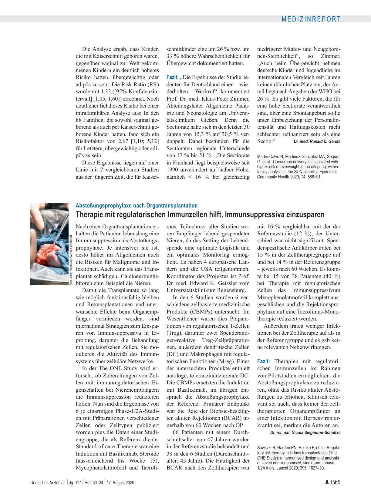 Vorschauseite 1: Abstoßungsprophylaxe nach Organtransplantation: Therapie mit regulatorischen Immunzellen hilft, Immunsuppressiva einzusparen