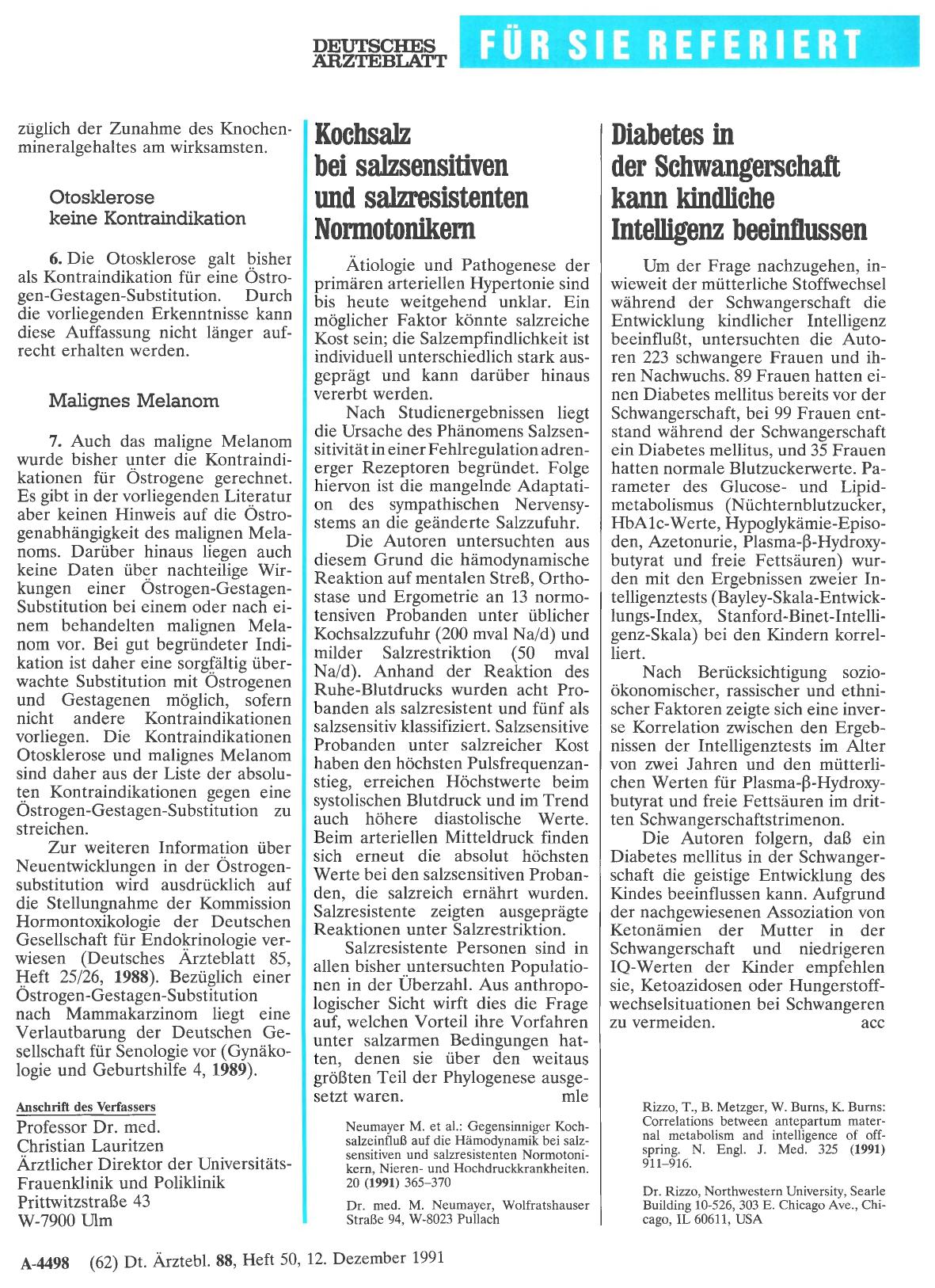 Vorschauseite 1: Kochsalz bei salzsensitiven und salzresistenten Normotonikern