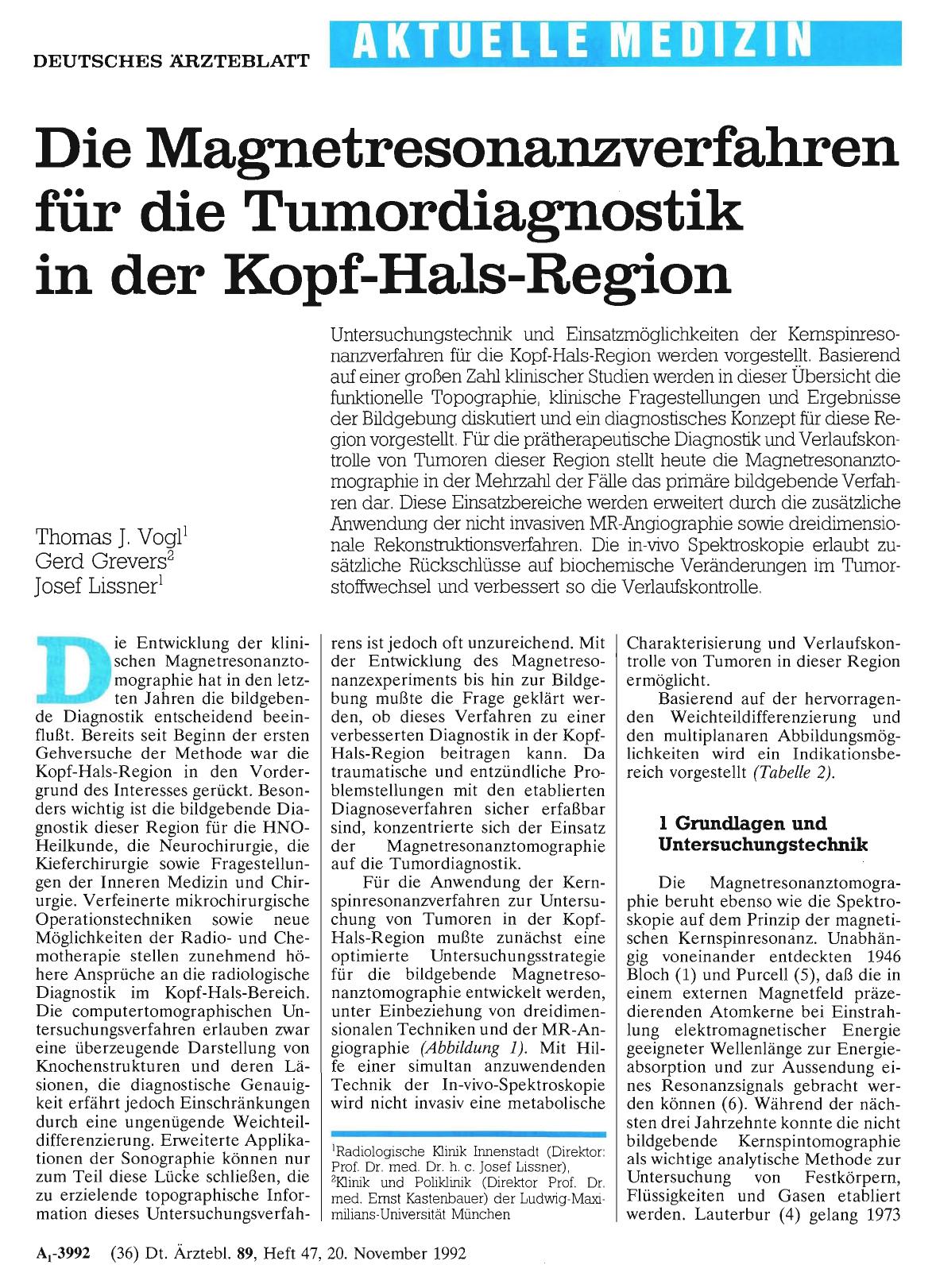 Vorschauseite 1: Die Magnetresonanzverfahren für die Tumordiagnostik in der Kopf-Hals-Region