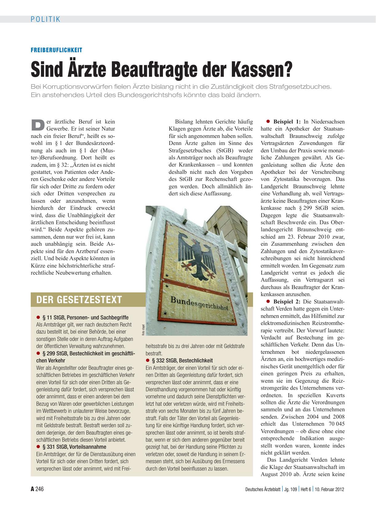 Vorschauseite 1: Freiberuflichkeit: Sind Ärzte Beauftragte der Kassen?