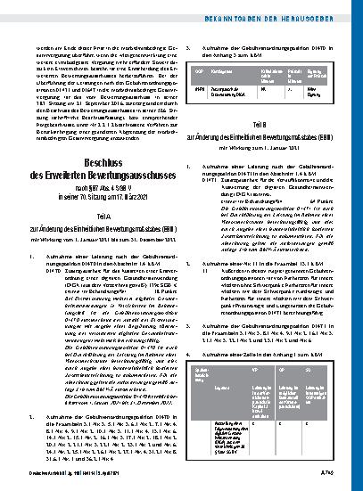 Vorschauseite 3: Beschluss des Erweiterten Bewertungsausschusses nach § 87 Abs. 4 SGB V in seiner 69. Sitzung am 17. Februar 2021