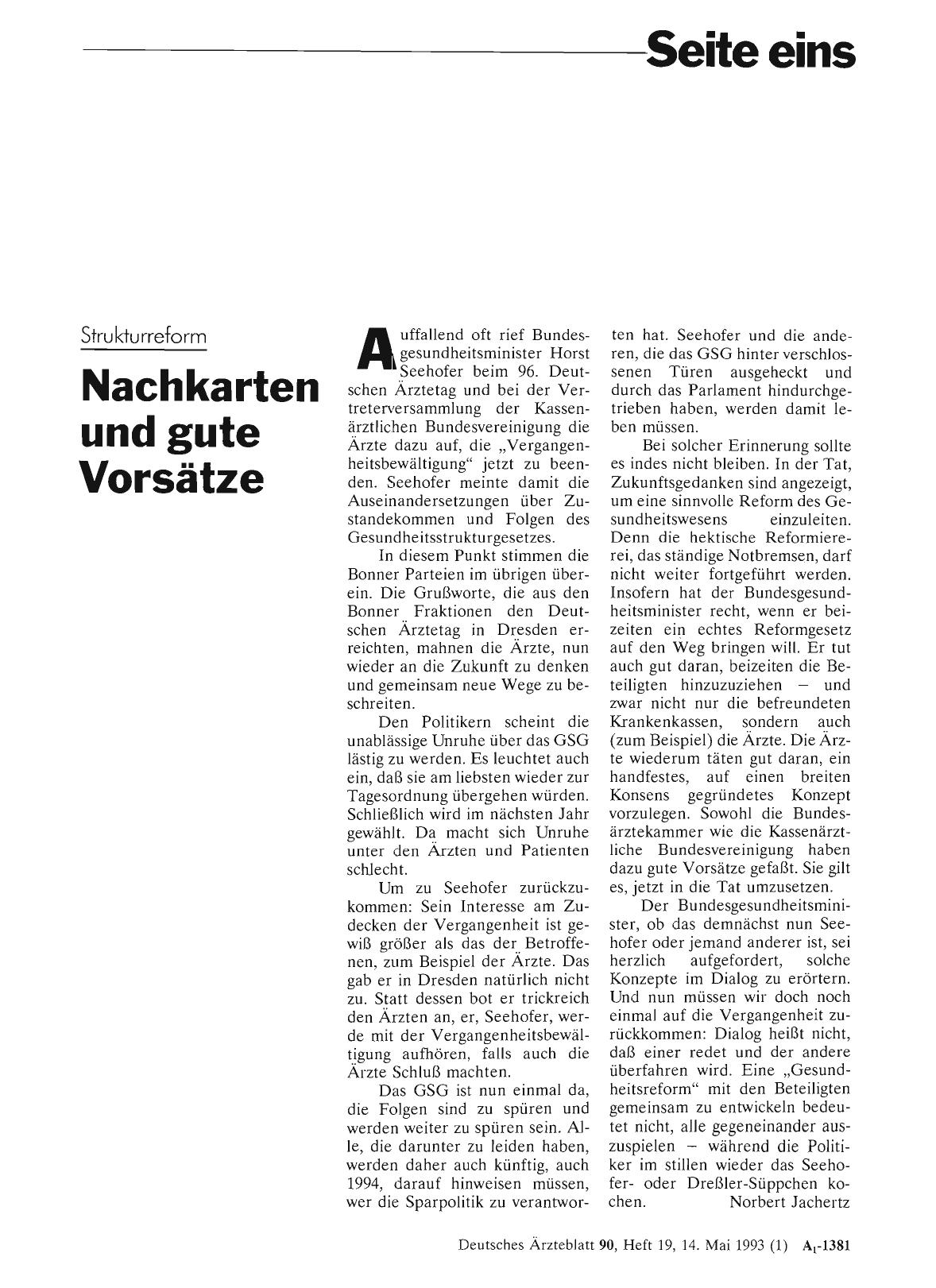 Vorschauseite 1: Strukturreform: Nachkarten und gute Vorsätze