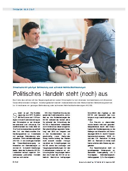 Vorschauseite 1: Erwachsene mit geistiger Behinderung oder schweren Mehrfachbehinderungen: Politisches Handeln steht (noch) aus