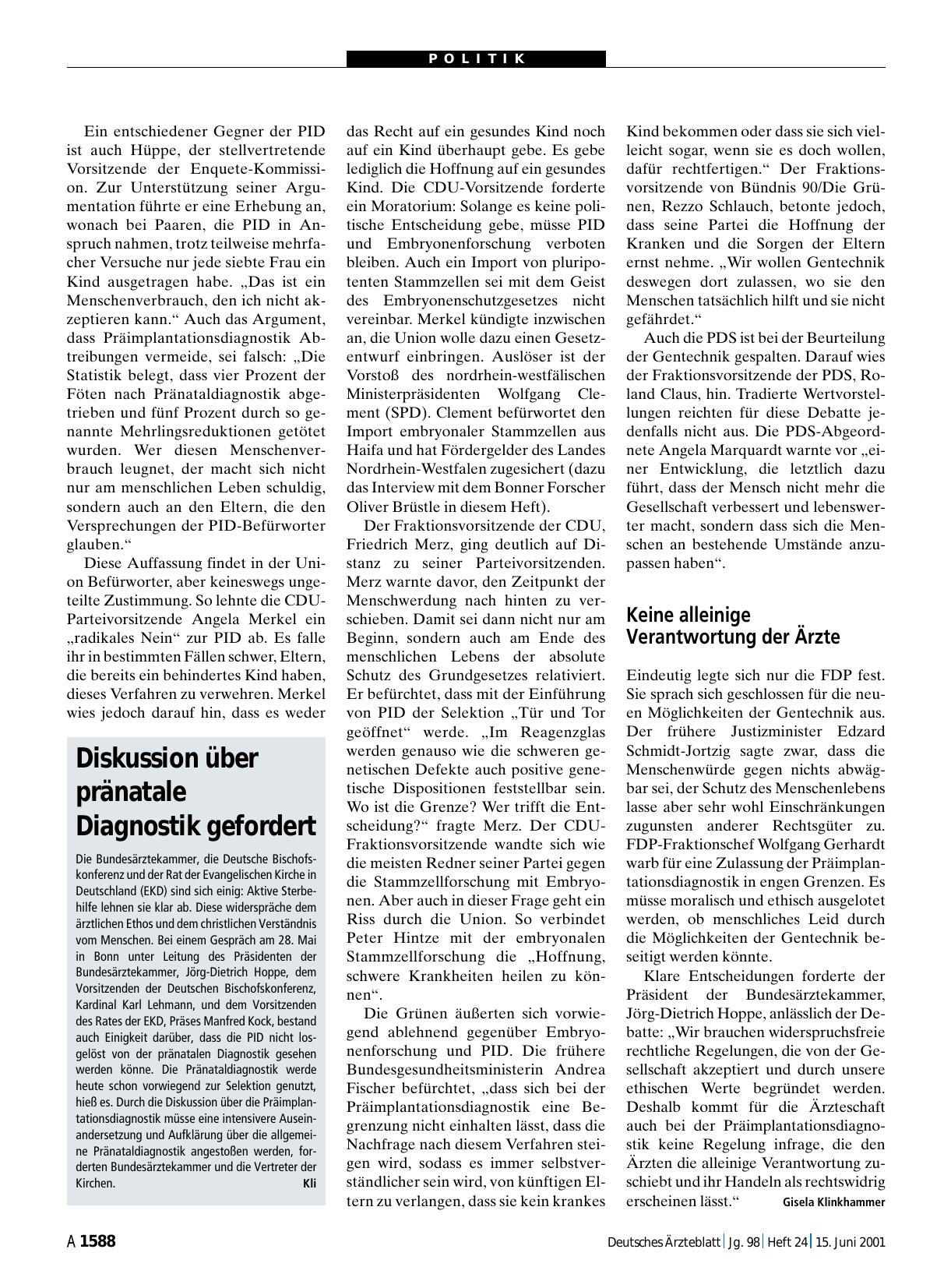 Vorschauseite 1: Diskussion über pränatale Diagnostik gefordert