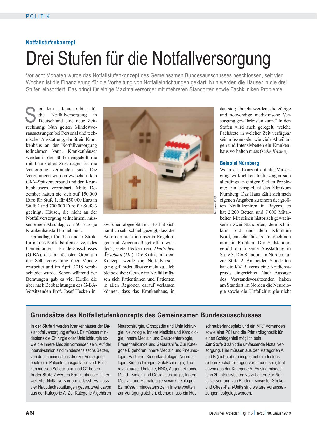 Vorschauseite 1: Notfallstufenkonzept: Drei Stufen für die Notfallversorgung