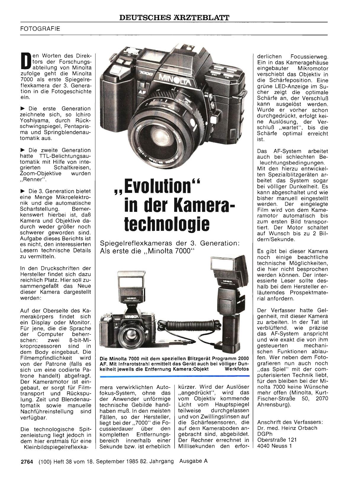 Vorschauseite 1: , , Evolution'' in der Kameratechnologie