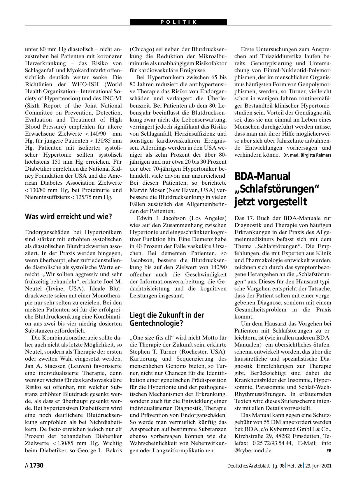 Vorschauseite 1: BDA-Manual „Schlafstörungen“ jetzt vorgestellt