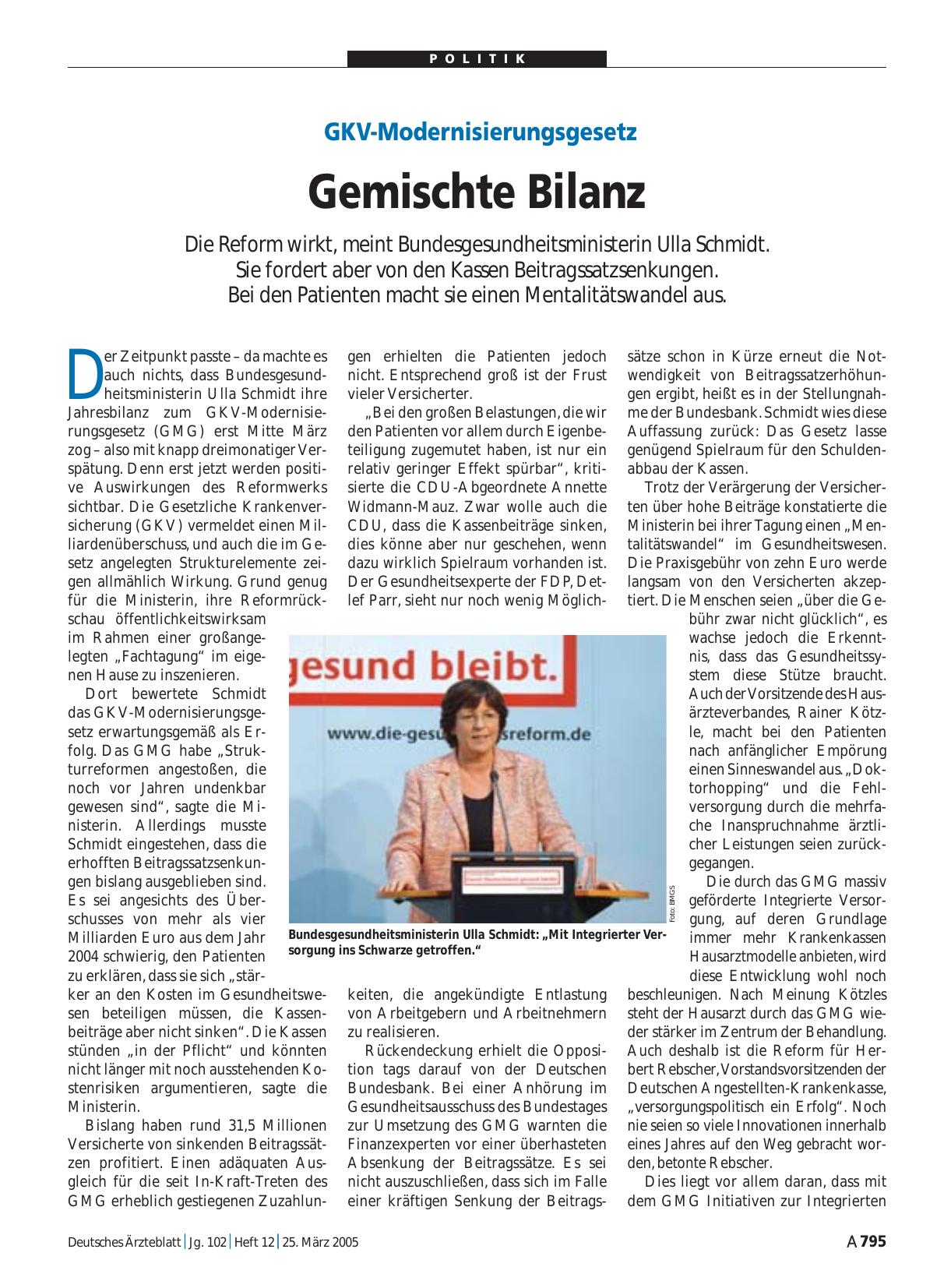 Vorschauseite 1: GKV-Modernisierungsgesetz: Gemischte Bilanz