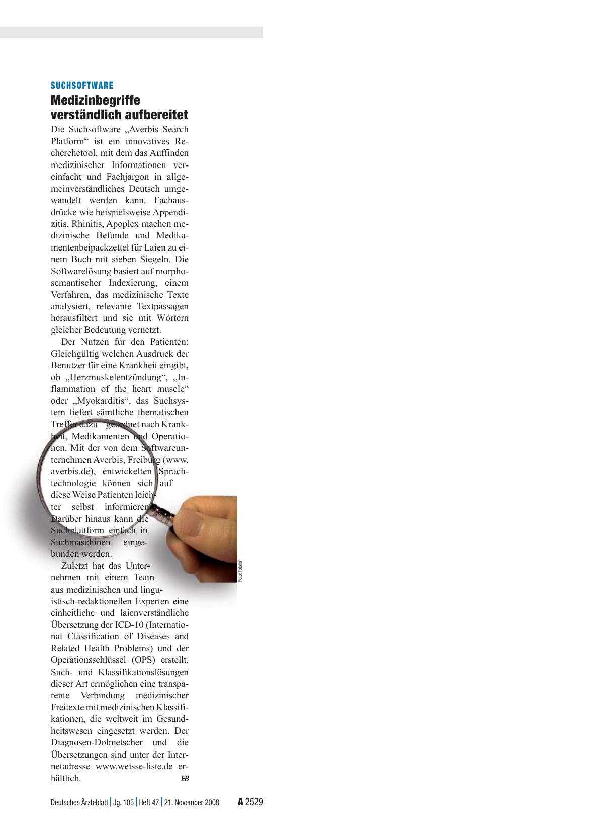 Vorschauseite 1: Suchsoftware: Medizinbegriffe verständlich aufbereitet