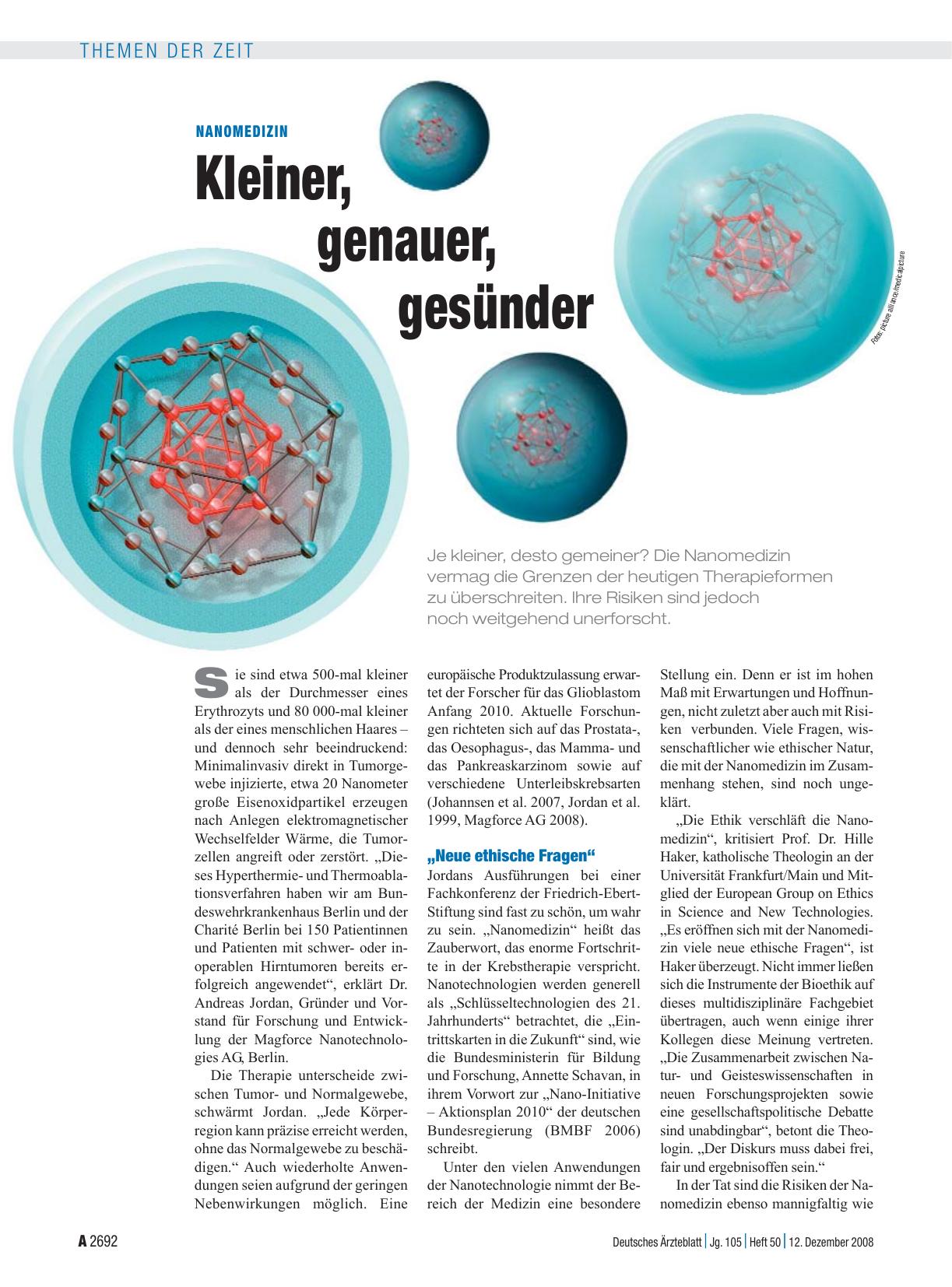 Vorschauseite 1: Nanomedizin: Kleiner, genauer, gesünder