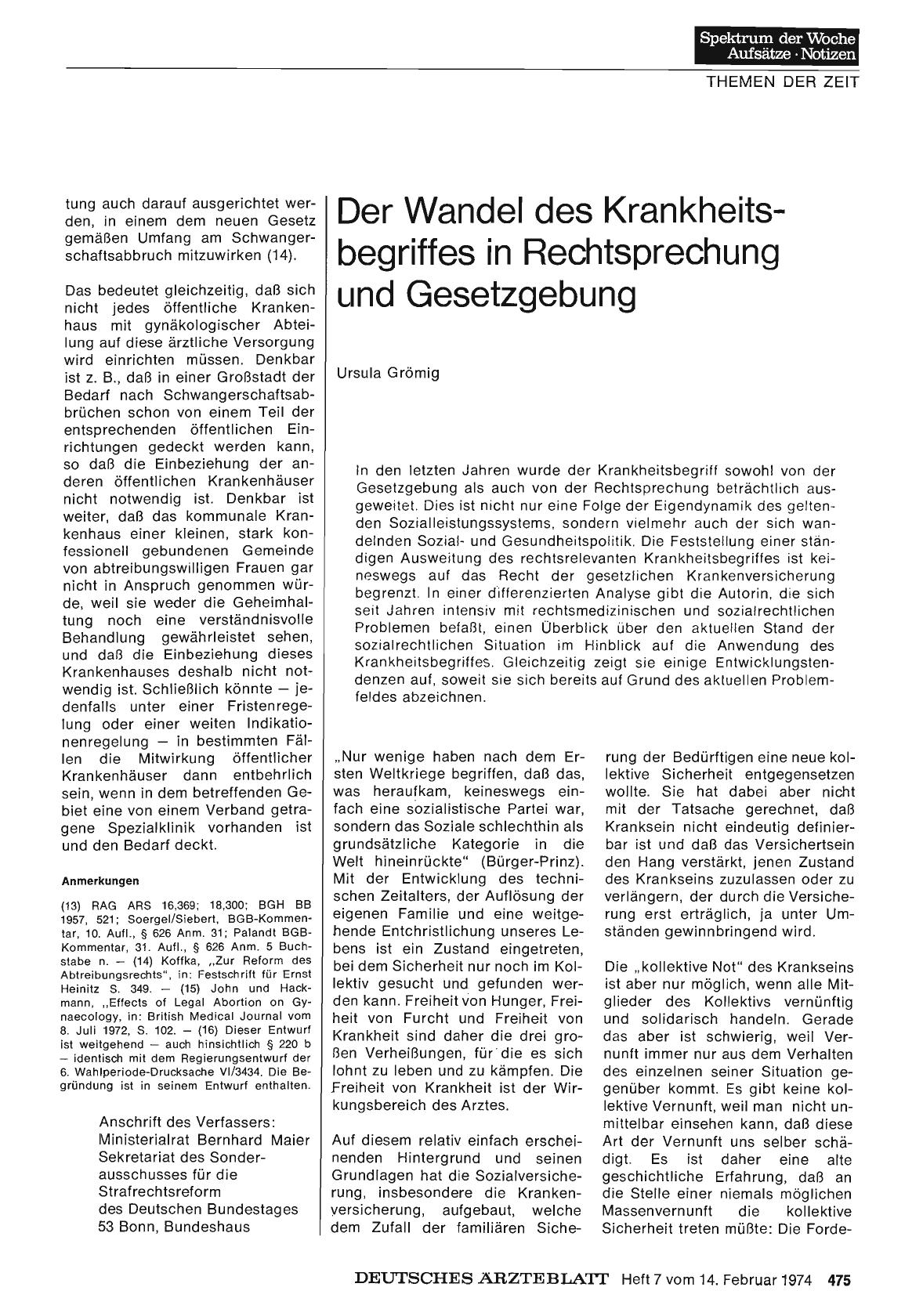 Vorschauseite 1: Der Wandel des Krankheitsbegriffes in Rechtsprechung und Gesetzgebung