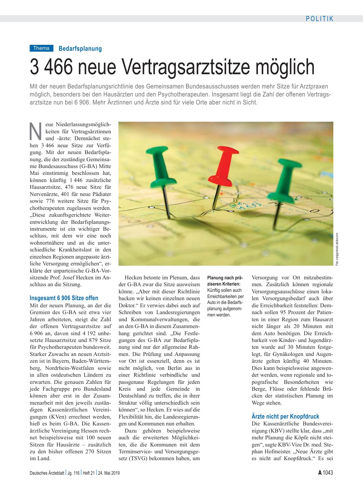 Vorschauseite 1: Bedarfsplanung: 3 466 neue Vertragsarztsitze möglich